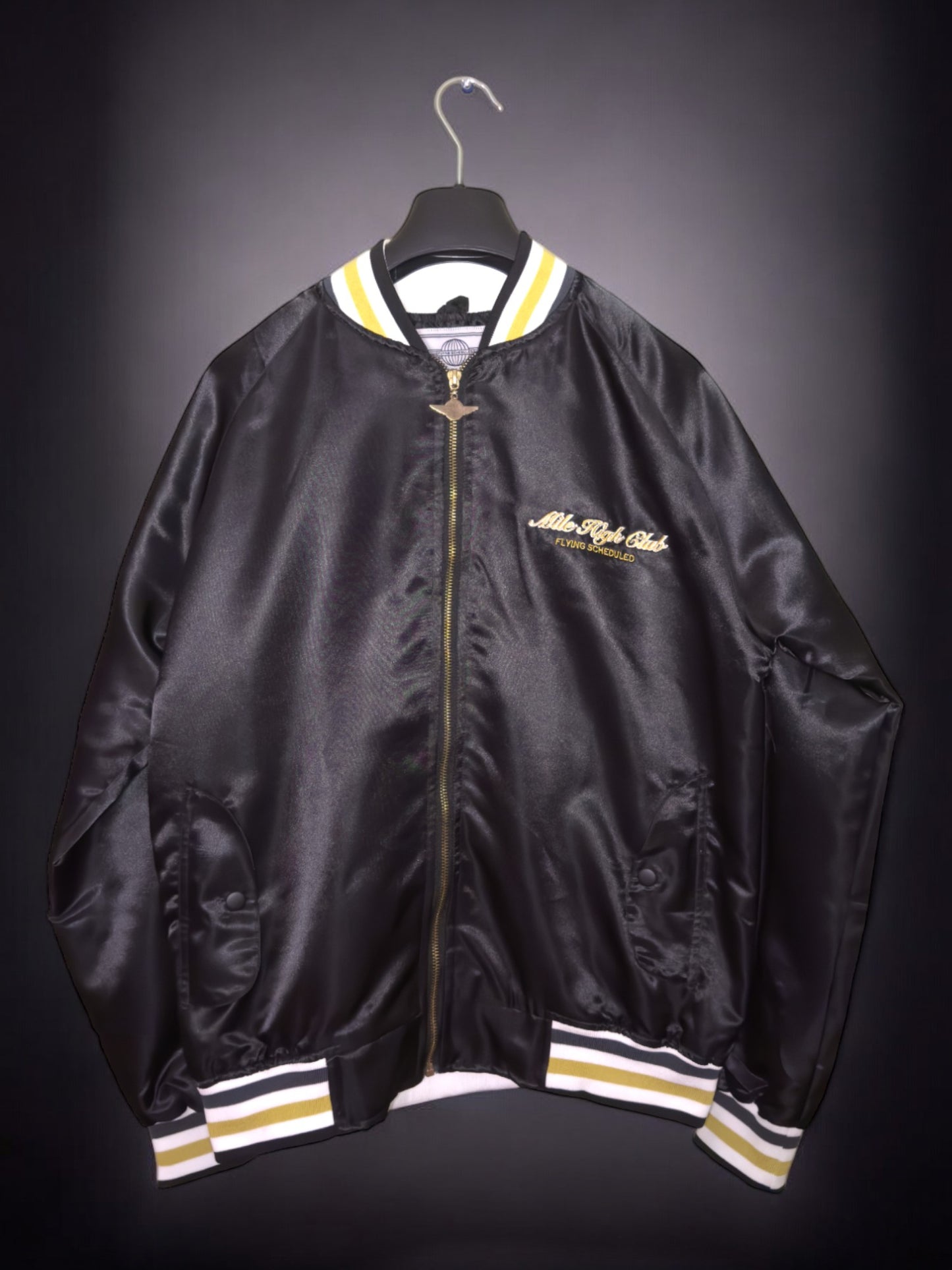 MILE HIGH CLUB BOMBER JACKET IN MIDNIGHT BLACK