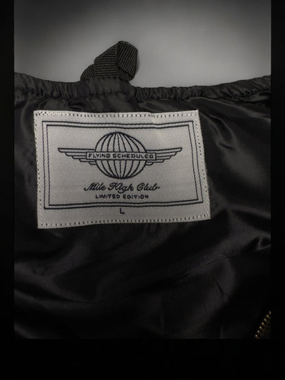 AVIATOR WINGS BOMBER JACKET IN MIDNIGHT BLACK