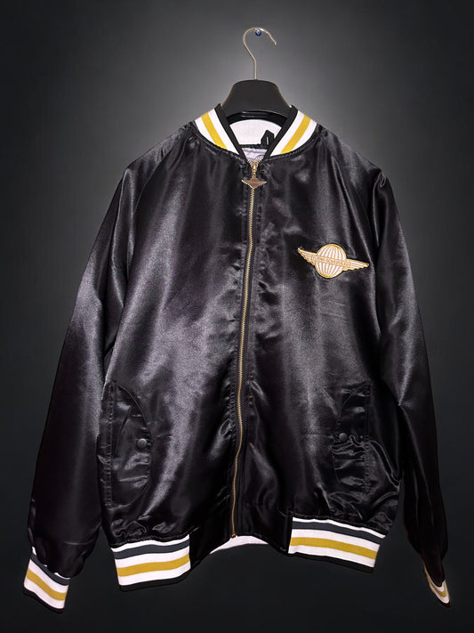 AVIATOR WINGS BOMBER JACKET IN MIDNIGHT BLACK